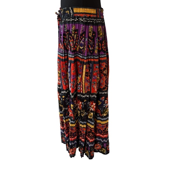 Vintage Phool 100% cotton maxi skirt bold floral print L - Picture 5 of 11